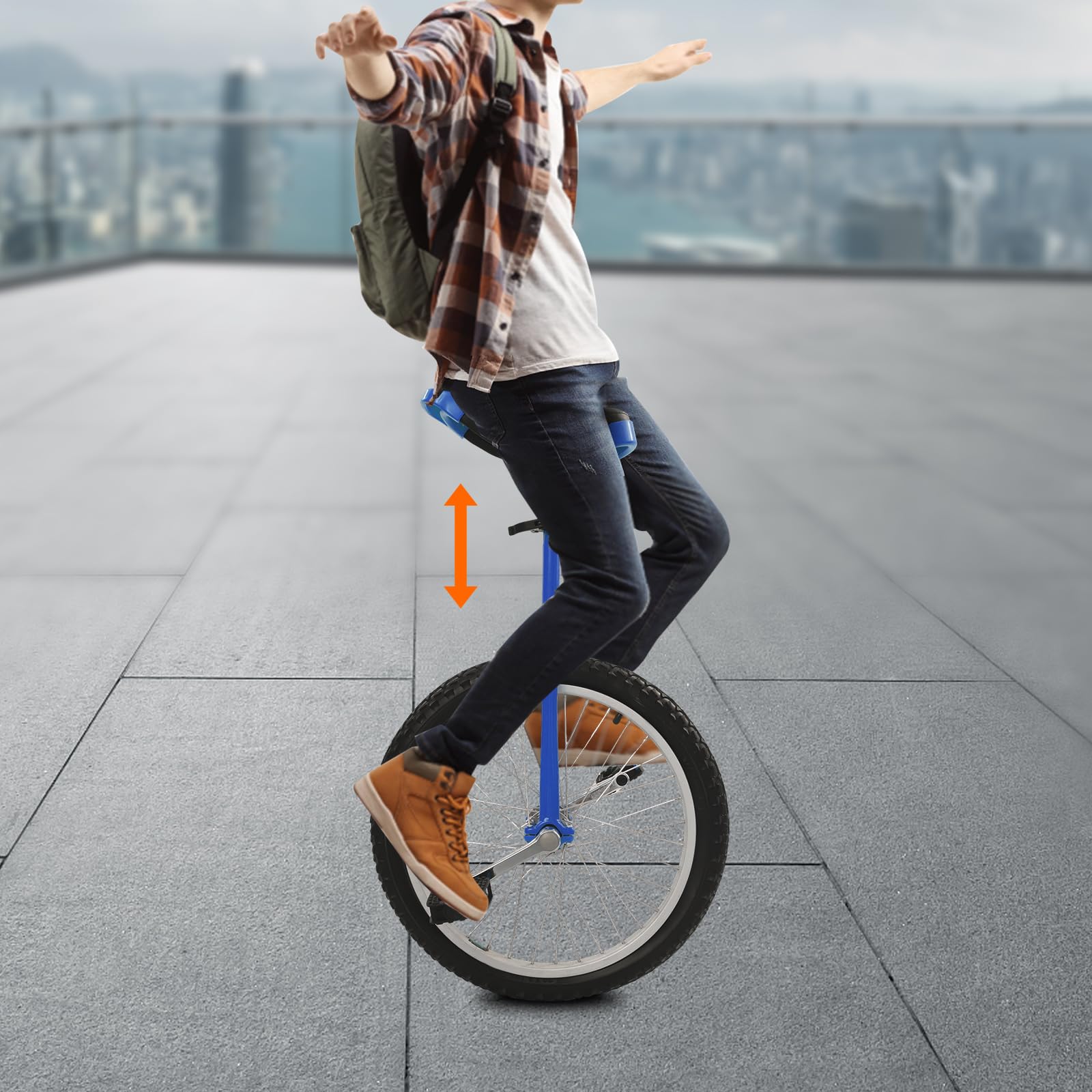 Monocycle 45,7 cm - Entraînement d'équilibre unicycle - Hauteur réglable - Avec poignée - Pour débutants et professionnels, hommes et femmes