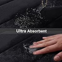 Vista 4 de Buganda Juego de 2 tapetes de baño de espuma viscoelástica y tapete para inodoro en forma de U, lavable a máquina, suave, antideslizante, Negro