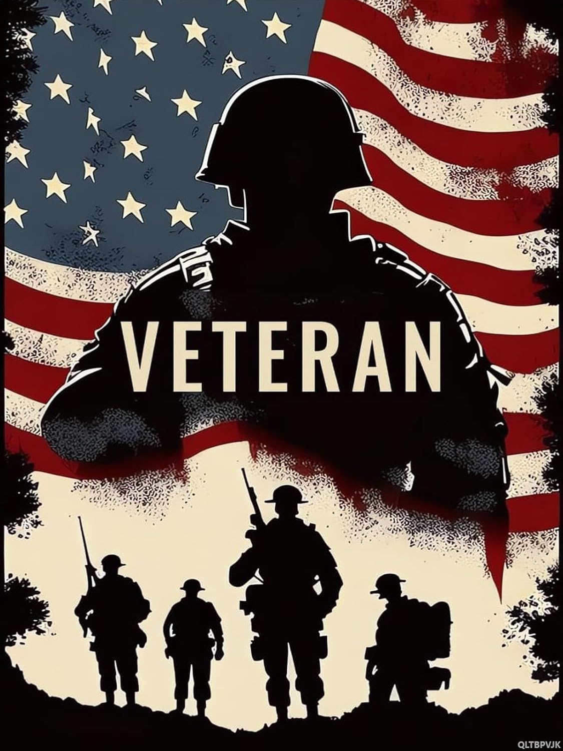 QLTBPVJK Veteran with Flag Diamond Painting Kits Veteran's Day Art Painting 5D DIY Full Round Drill Adults Beginners, Personalized Gifts for Family Friends Home Wall Decor 12x16 inch