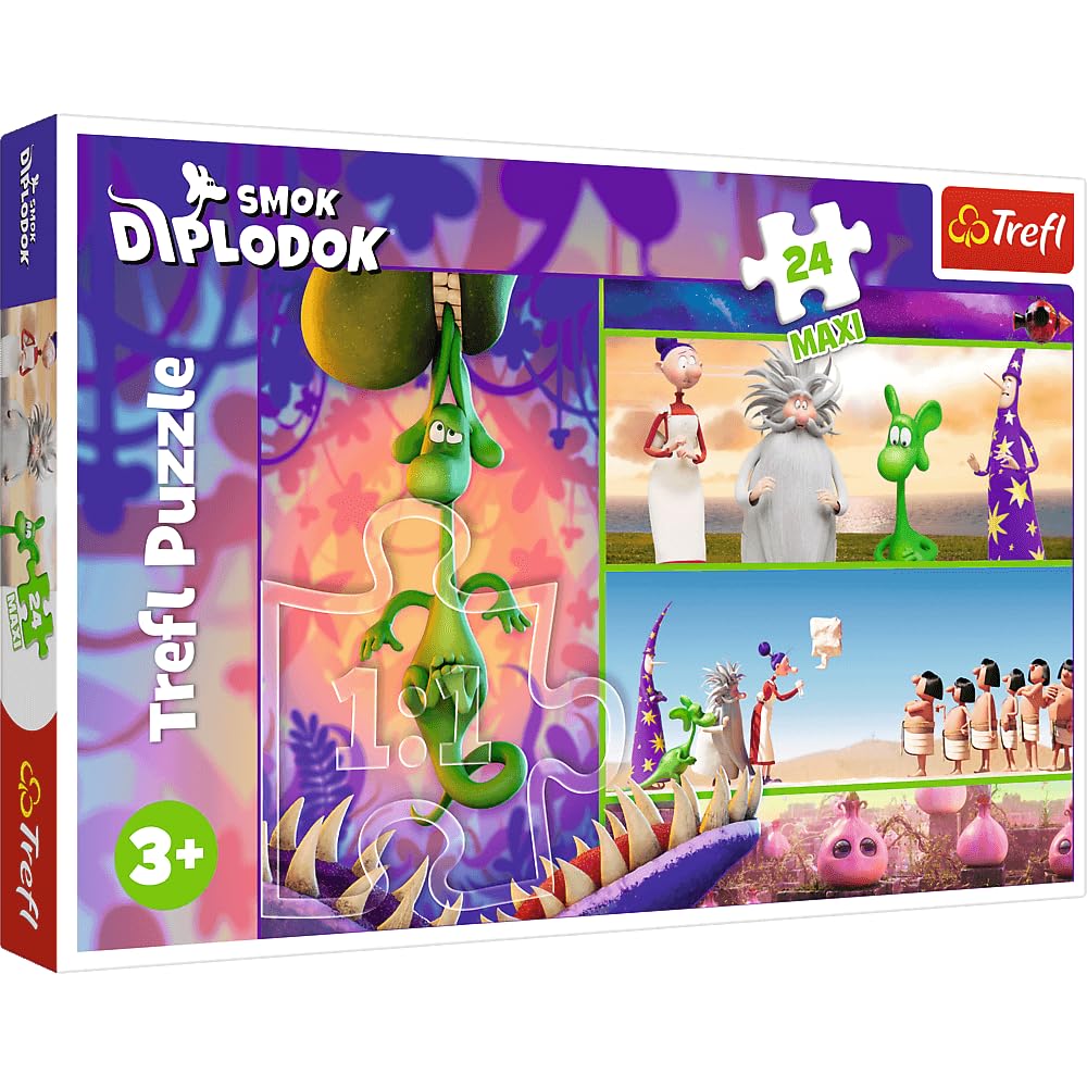 Trefl Diplodok 14376 The Curious Diplodok-24 Large Tiles, Creative Entertainment, for Children from 3 Years, Multicoloured, 14376
