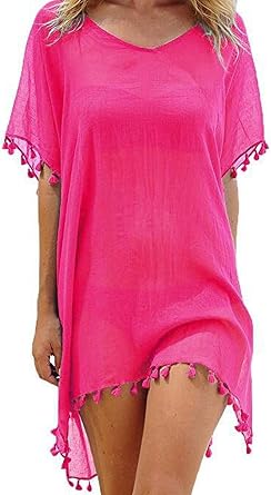 Qianderer Women Cover Ups Beachwear Crochet Hollow Out Beach Dress Summer Bikini Swimsuit Cover Up Bathing Suit