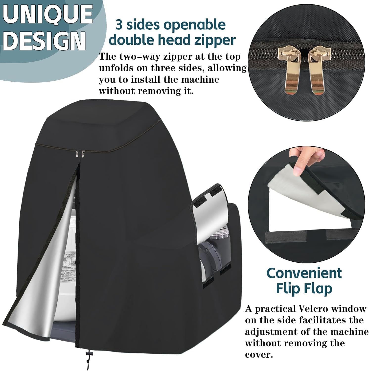 Sand Filter Pump Cover Black, Heavy-Duty 600D Waterproof Oxford Fabric, UV-Resistant, Fits Intex Krystal Clear 12-16" Above Ground Pool Filters, No Hose Removal Needed