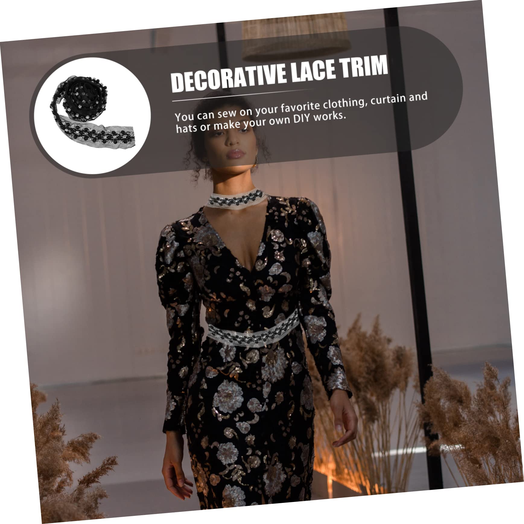 SHINEOFI 5 Piezas De Cinta De Encaje Delicado Con Diamantes De Imitación Para Decoración De Vestidos Ropa Y Proyectos De Manualidades.