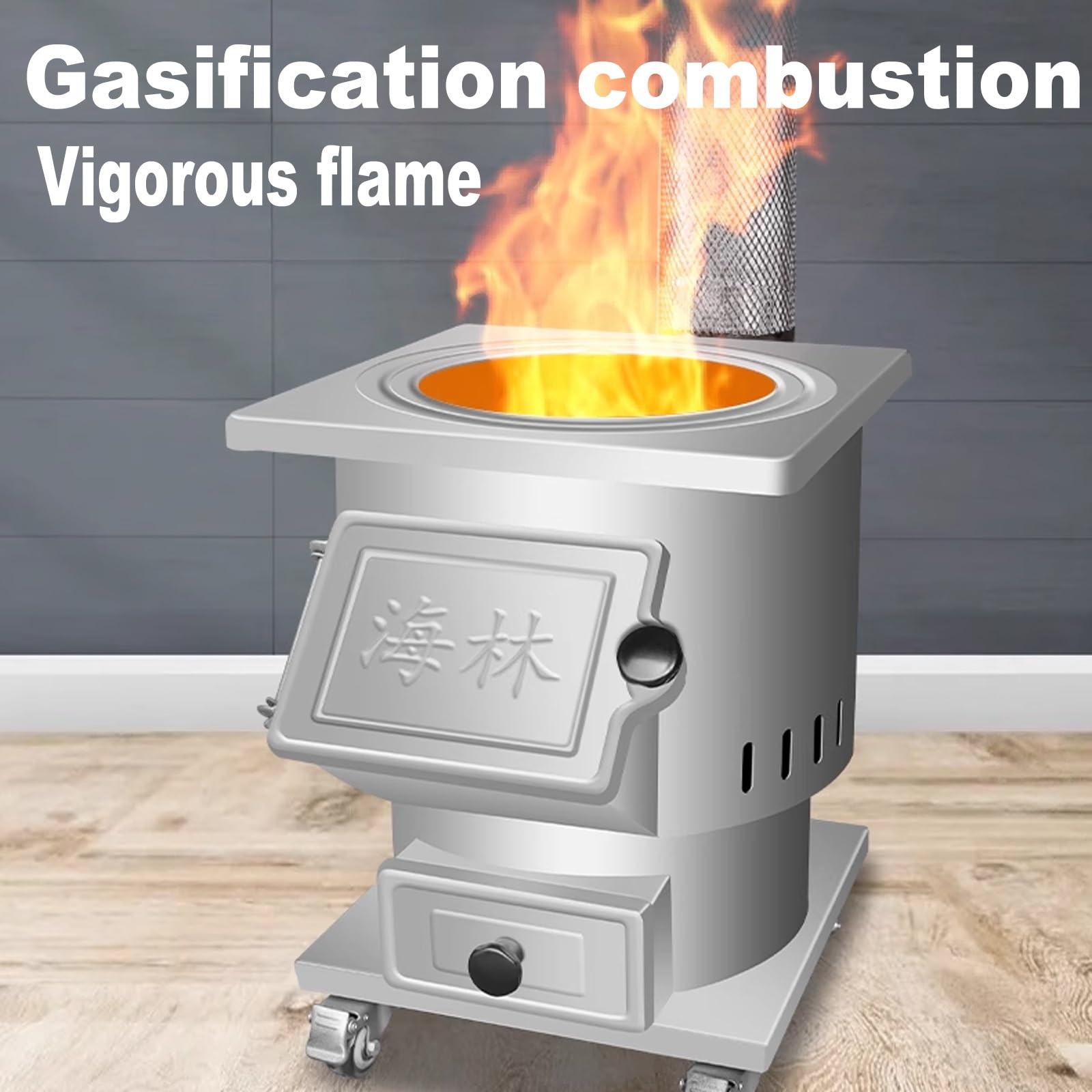 Stufa a Legna con Ruote, Stufa a Pellet Piccola à Cheminée et en Acciaio a Risparmio Energetico – Adatto for la Cucina Quotidiana, il Bollore dll'acquav