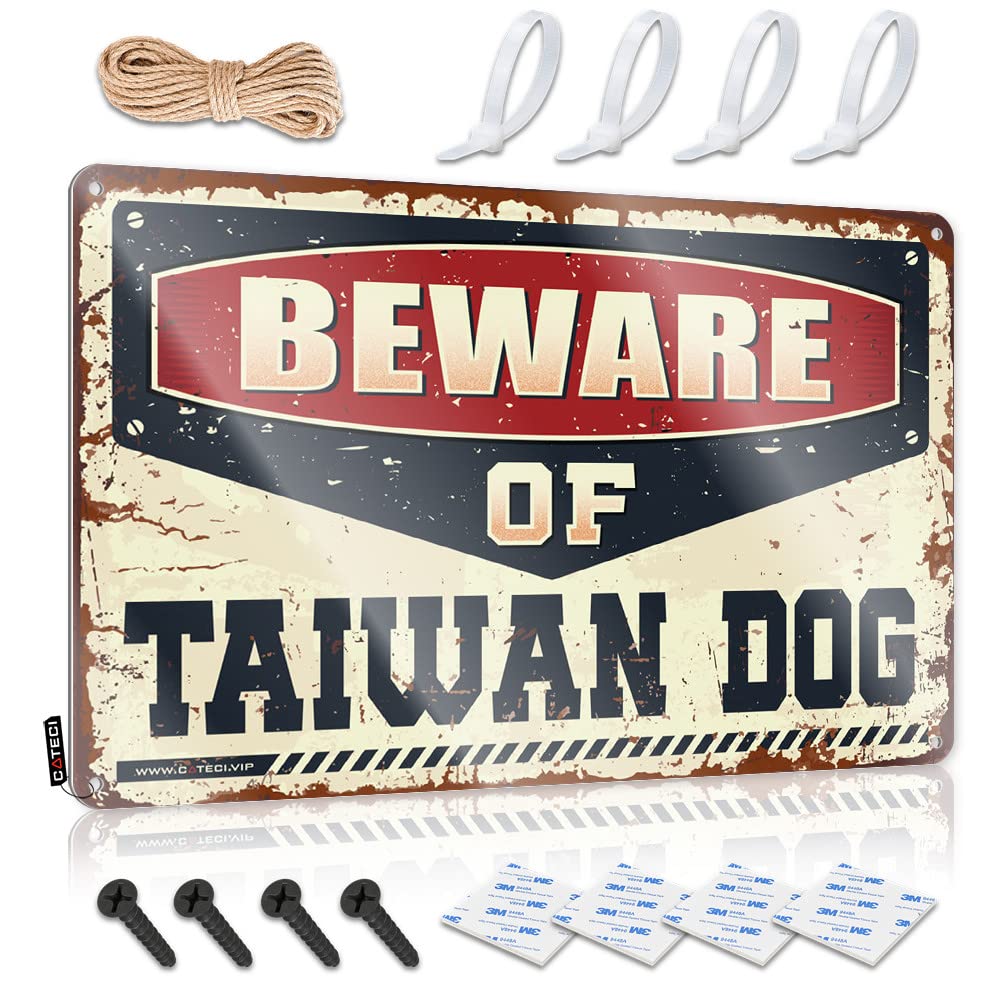BRUNTELO Tin Metal Bar Signs Beware Of Taiwan Dog Tin Sign Metal Sign Funny Mancave Signs And Decor(20X30CM)