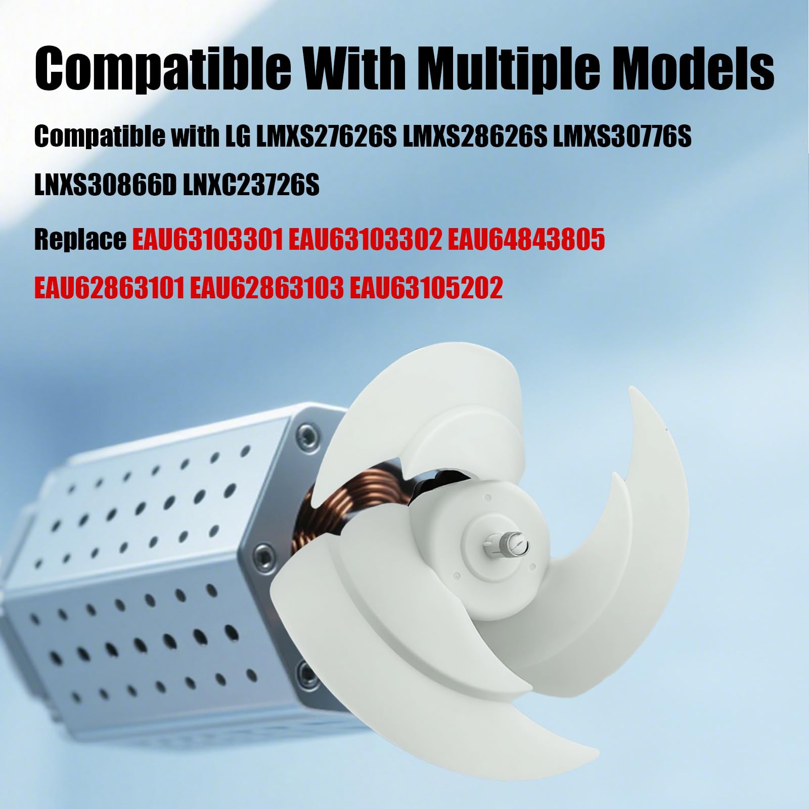 Kit motore ventola condensatore frigorifero compatibile con gruppo motore congelatore LG Kenmore Elite, sostituisce EAU65058502 EAU64843805 EAU64843805 RFD3410A102A, include lama