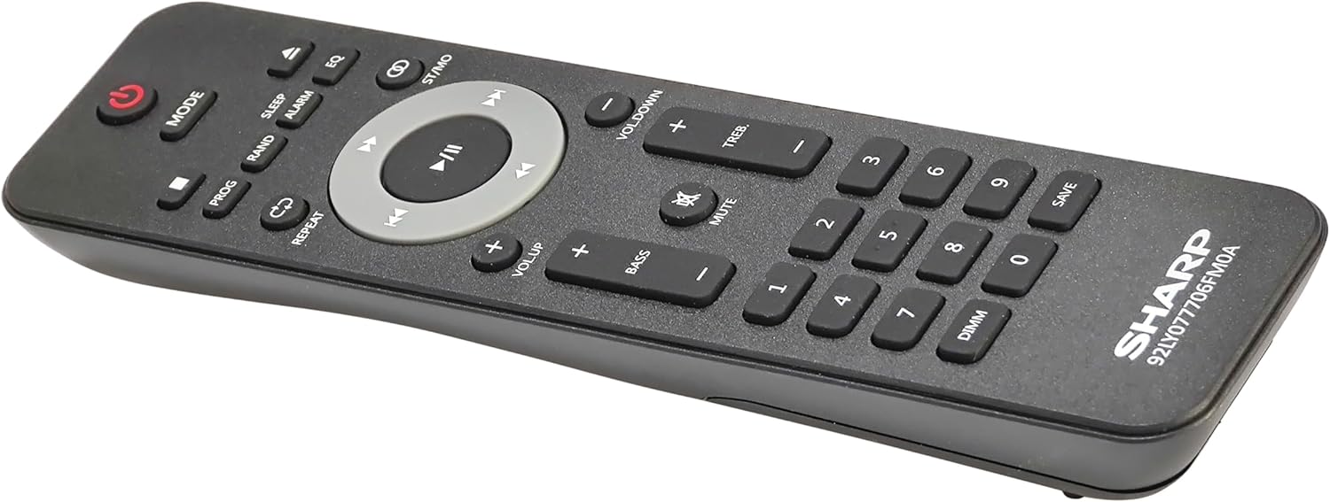 Close-up of the SHARP XL-B530 remote control