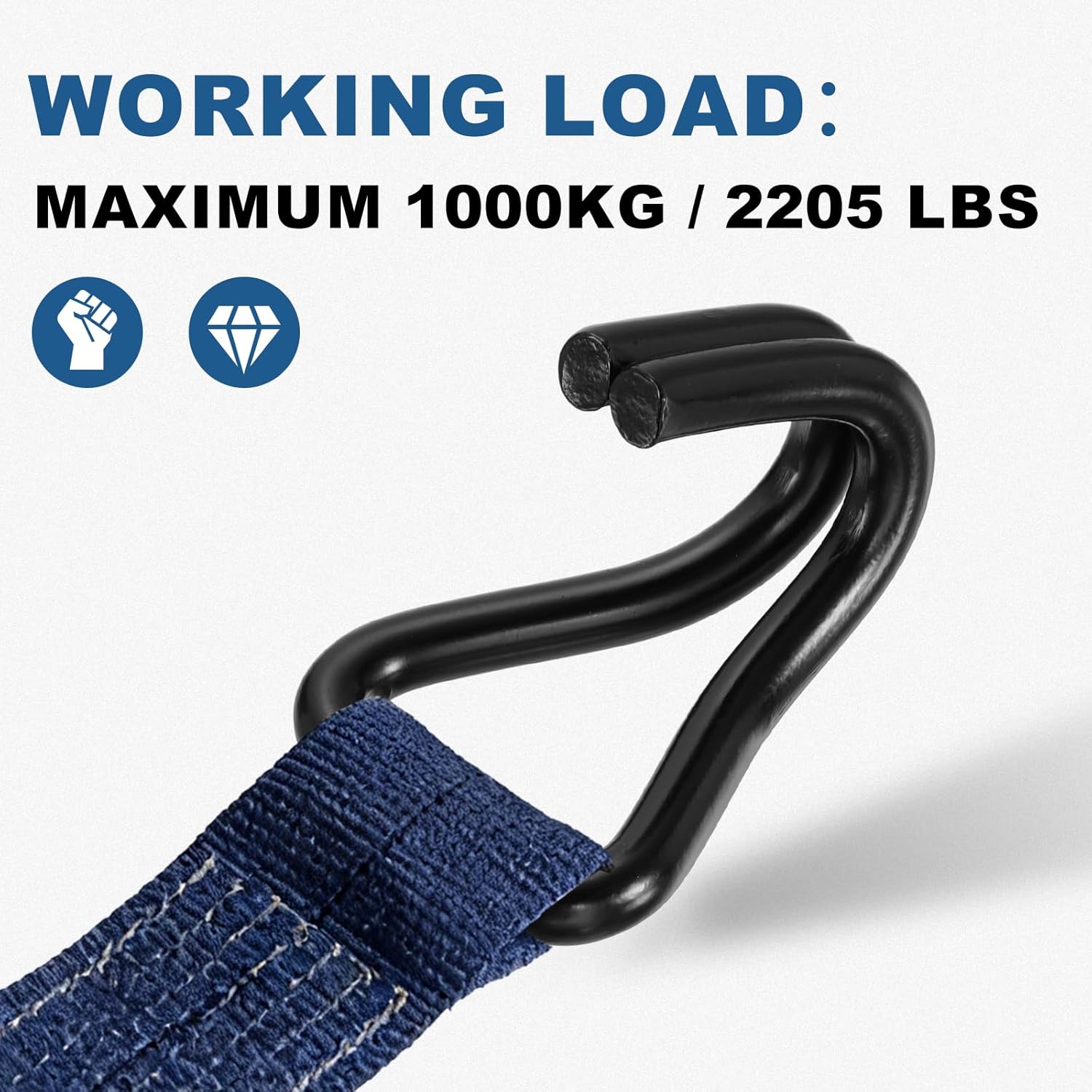 uxcell 10Pcs Double J Hook Hook, 7.5mm Dia 2205 lbs Ratchet Strap Tie Down Hook for 1.2" Tie Down Straps Wedding, Cars Trucks Trailers, Double Row Hooks Binder Accessories