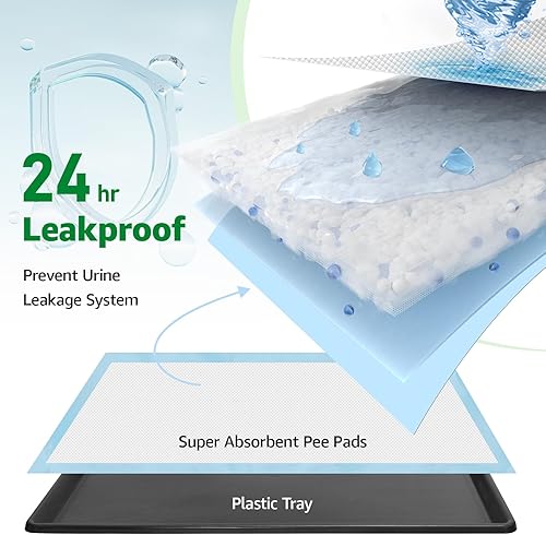 Miniatura 6 de Oiyeefo Almohadilla de hierba para perro con bandeja, 45 x 29 pulgadas, para interior con 2 paquetes de hierba artificial de repuesto, 5 paquetes de