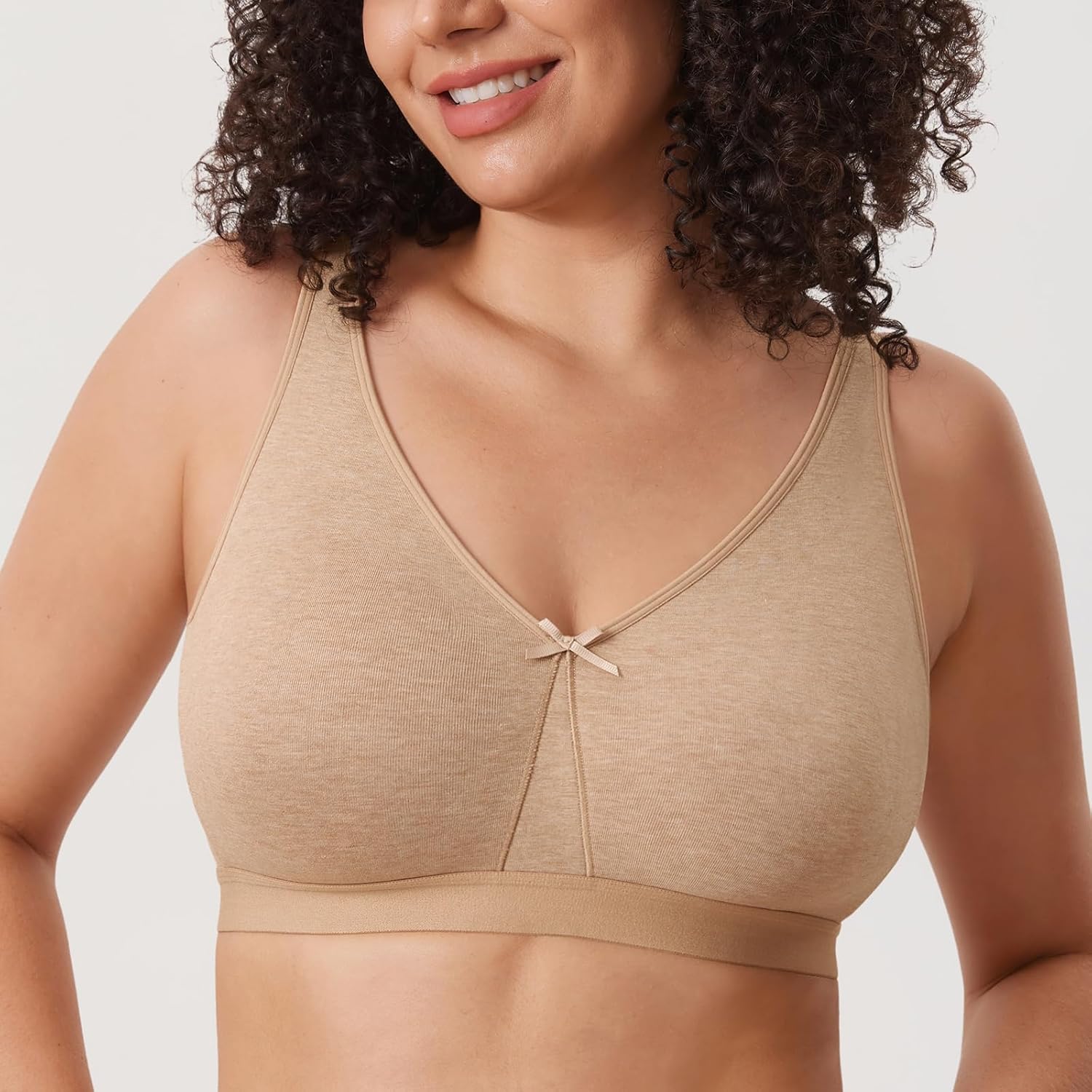 AISILIN Women's Wireless Plus Size Bra Cotton Support Comfort Unlined Sleep - Image 4