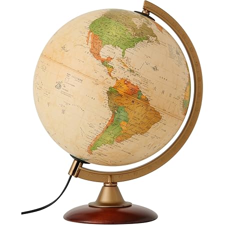 Amazon 地球儀 ライト付 球径25cmセピア地図 日本語版 木製台座タイプ 地球儀 文房具 オフィス用品