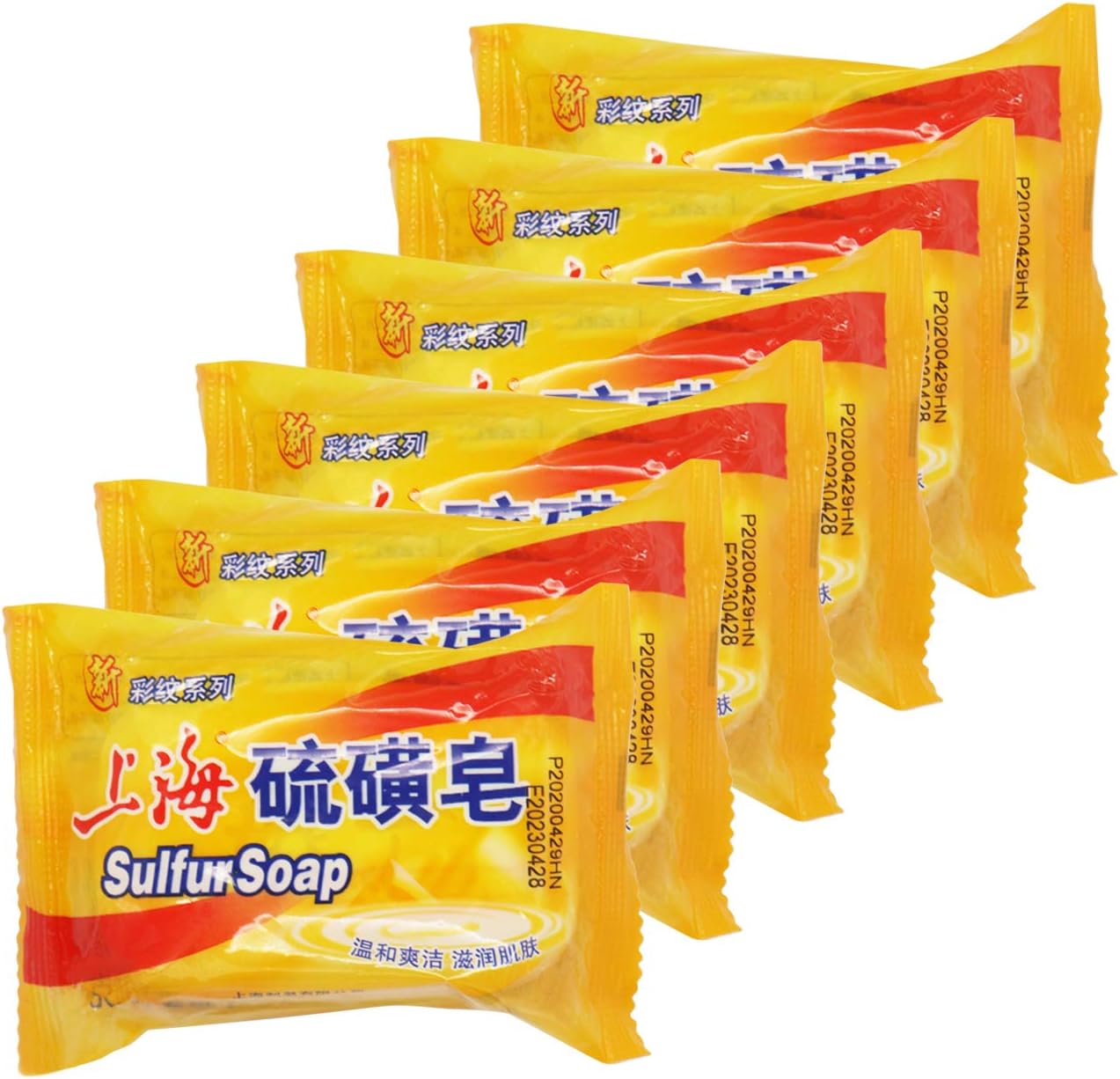 Bee & Flower Shanghai Sulfur Soap 10% Sulfur Soap Bar Face and Body Acne Treatment Sulphur Bar Soaps 3.4 Oz (6 Packs)