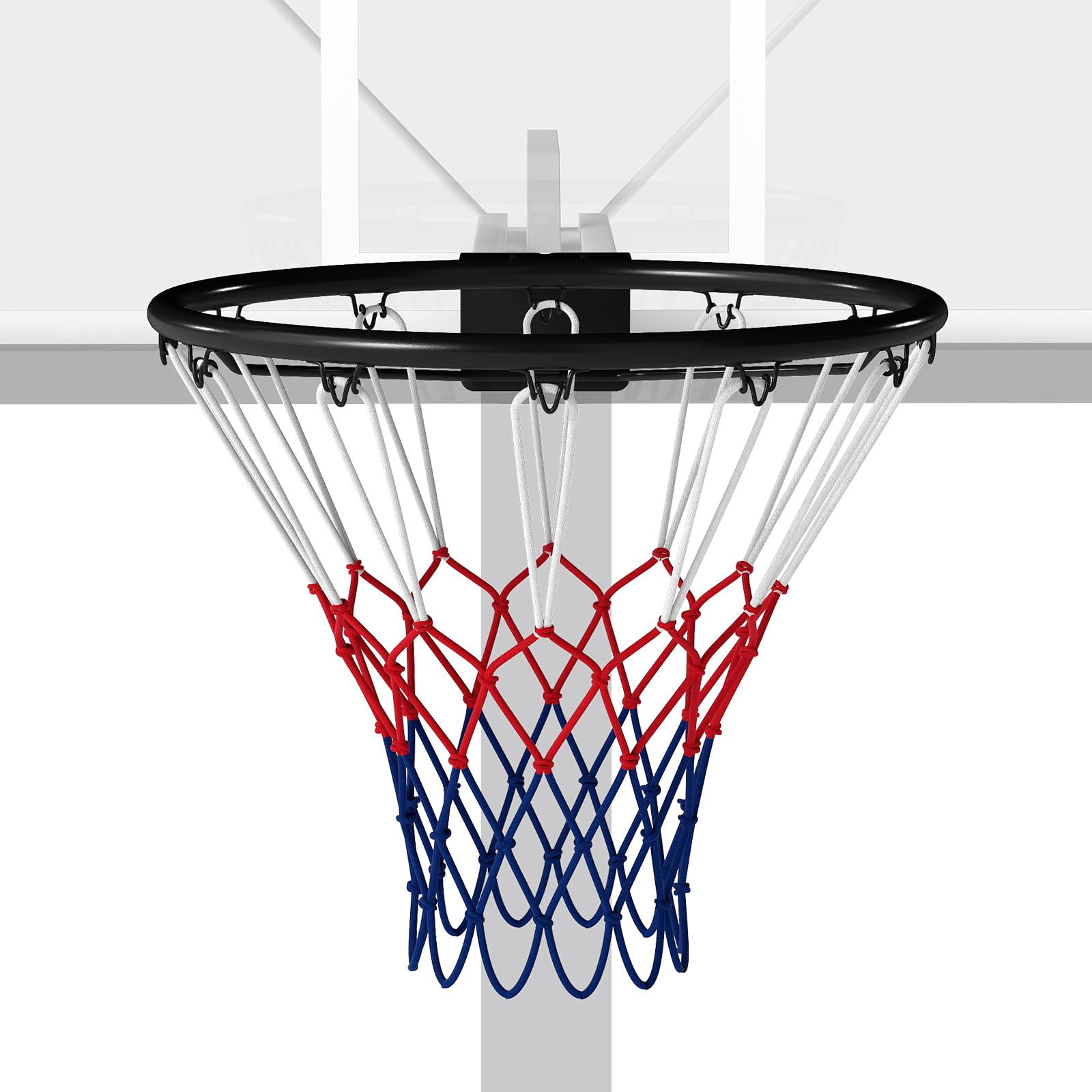 COSTWAY Canestro da Basket da Parete 45 cm, Anello da Pallacanestro da Muro con Doppie Molle e Rete per Tutte Le Stagioni, Cerchio Universale per Canestri da Interno ed Esterno