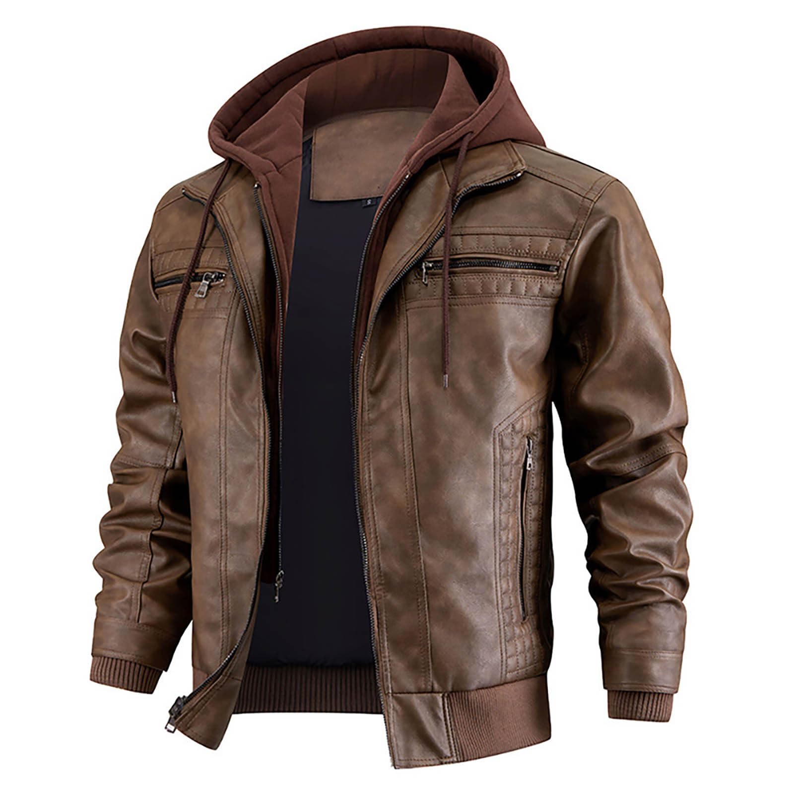 Chaqueta cortavientos con capucha para hombre, ligera, informal, de temporada, de piel sintética con construcción cómoda para caminar, senderismo, viajes, viajes y capas de clima suave