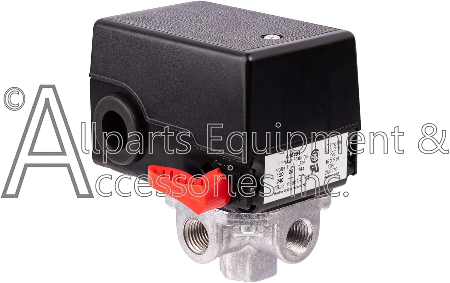 A18491 Pressure Switch 4-Port 140-175 PSI 2-Pole 120-240V Compatible with Craftsman, DeVilbiss, and Porter Cable Air Compressor Units