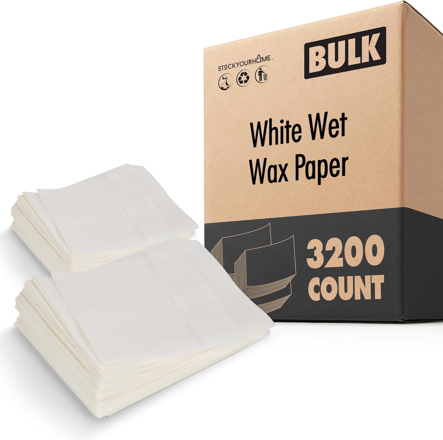 Paper Sandwich Bags Bulk Wax Paper (3200 Pack) 7" x 6" x 1" Grease Resistant White Glassine Bags for Bakery Cookies, Candy, Snacks, French Fries
