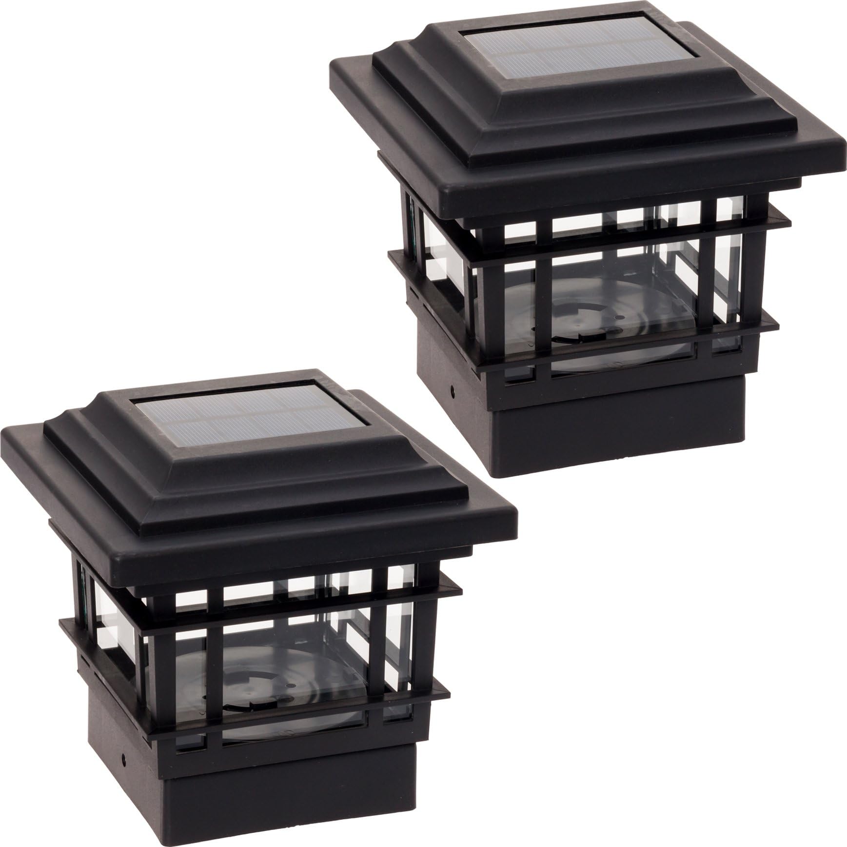 GreenLighting 2 Pack Contemporary High Lumen Plastic Solar Post Cap Lights for 4x4 Wood Posts (Black)