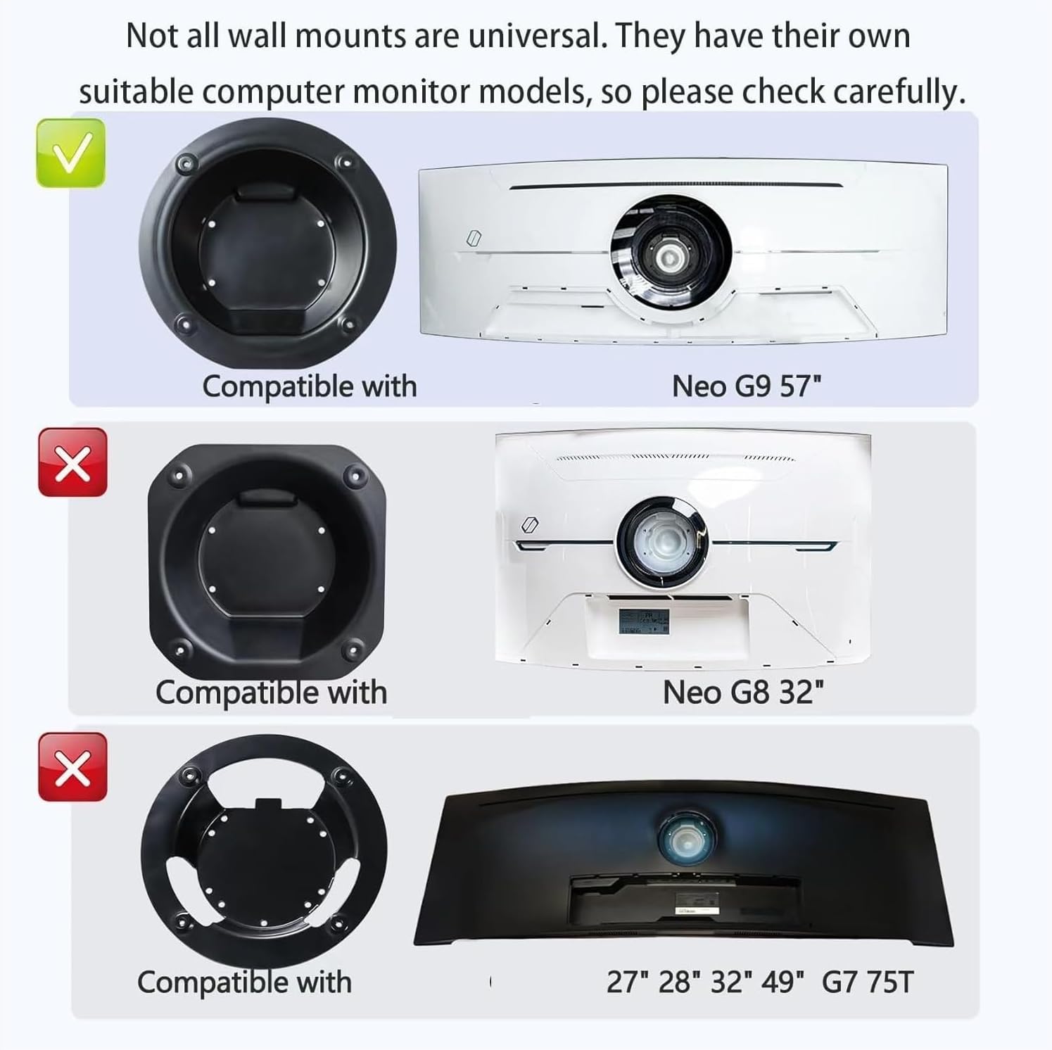Wall Mount Adapter Holder, Compatible For Samsung, Compatible For Odyssey, Neo G9 49-inch Monitor C49G95T S49AG952NN Vesa Adapter Holder