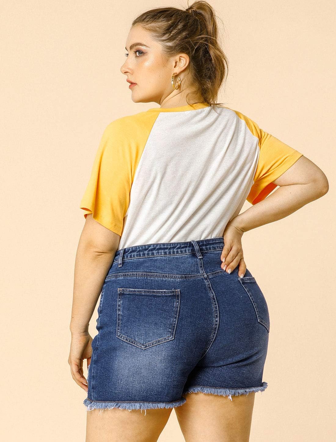 Agnes Orinda Women's High Waisted Ripped Stretchy Plus Size Denim Hot Short Summer Jean Shorts