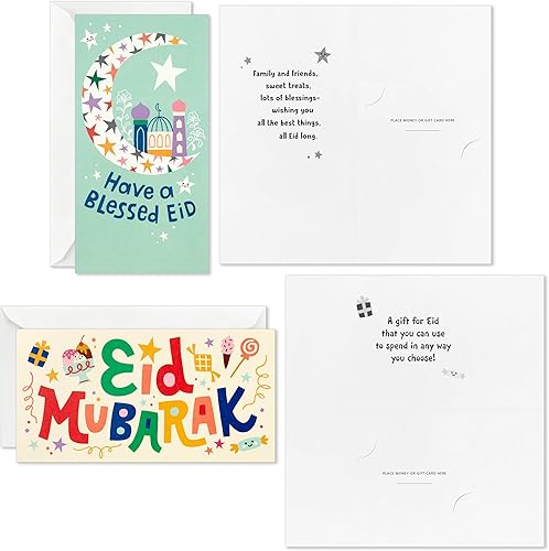 Vista 6 de Hallmark Surtido de sobres y tarjetas Eid Mubarak para niños (36 tarjetas de dinero Eid con sobres) para Eid Al-Fitr o Eid Al-Adha, hilo dorado