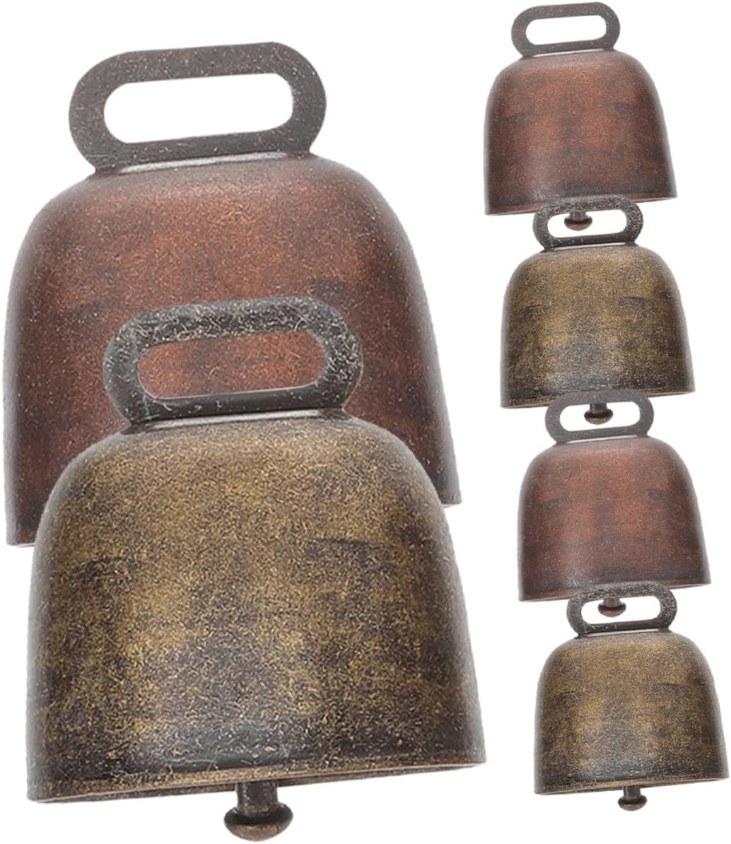2sets 6pcs Copper Cattle Bells Ornaments Wear Resistant Cow Bells for Pets DIY Crafting Accessories Antique Finish 6pcs*2