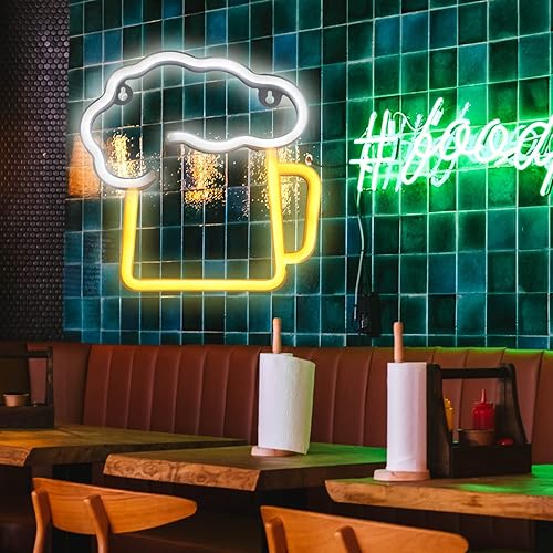 Miniatura 5 de Letreros de neón de cerveza con luces LED de neón para decoración de pared, luces de busch para cueva de hombre, USB o pilas, regalos de cerveza