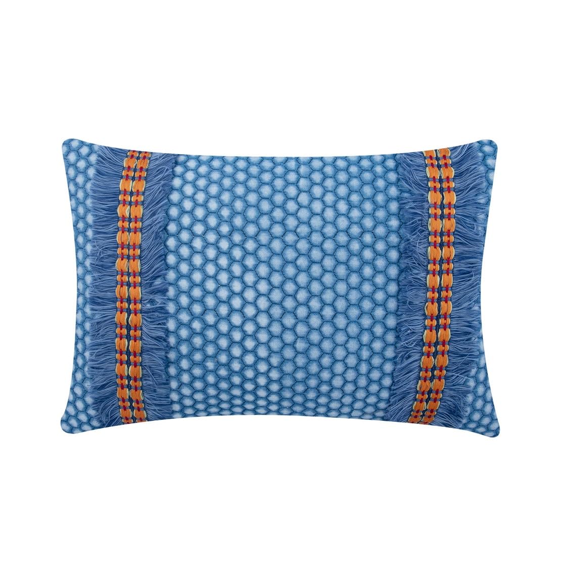 Decorative Blue Lumbar Cushion sham, Pack of 2, 30x65 cm (12x26 inch) Denim Lumbar Cushion for sofa, Throw Cushion Covers with Hexagon, Geometric Pattern Throw Cushions, Modern Style - Denim Mood — image 1