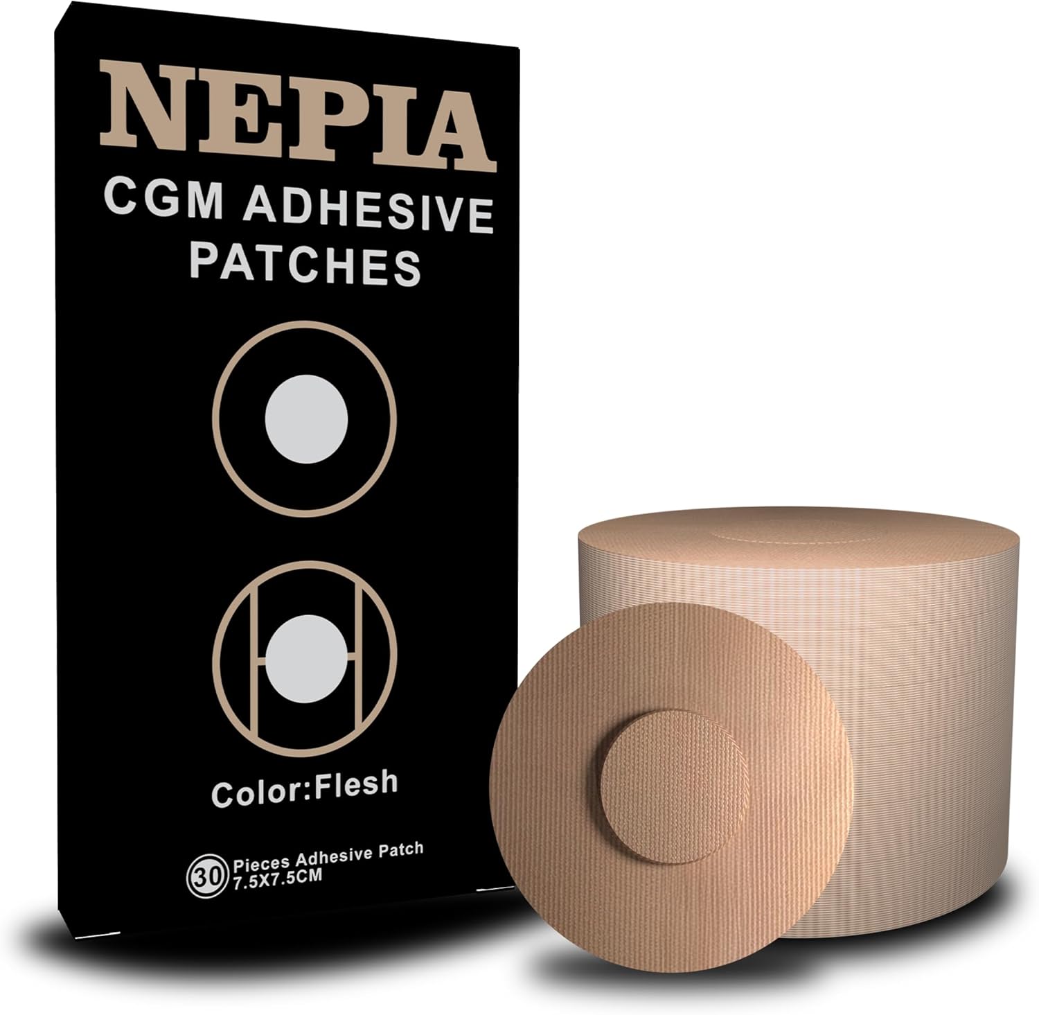 Nepia 30 Pcs Flesh CGM Sensor Patches | Waterproof Adhesive for Dexcom G7/Libre1 2 3/Enlite | 14 Days Long-Lasting Protection | Sweatproof Sensor Covers with Comfortable Fit for Active Lifestyle - Amazon product rated Grade B