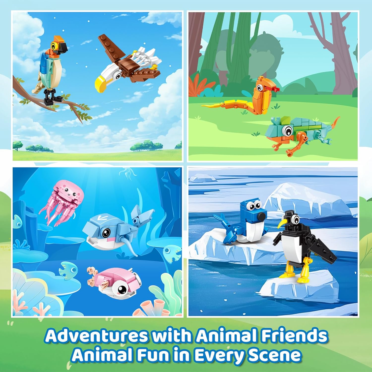 24 Packs Party Favors for Kids – 779 PCS 6-in-1 & 12-in-1 Animal Building Blocks Set with Animal Cards – Goodie Bag Fillers, Classroom Prizes, Birthday & Easter Gifts for Kids Ages 6-12