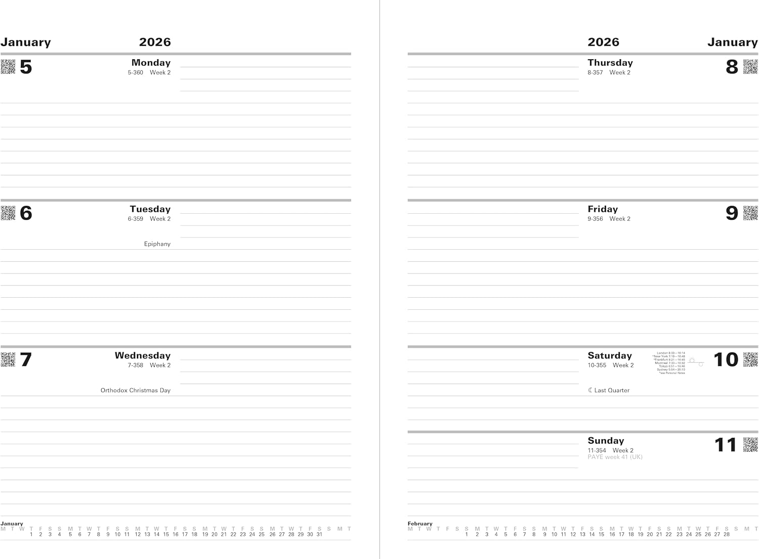 Letts of London Standard A4 week to view 2026 diary - Black 26-T31ZBK