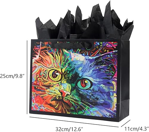 Miniatura 3 de ysmile Juego de bolsas de regalo premium con bolsa de papel de boutique con asa tamaño grande y pequeño - Gato
