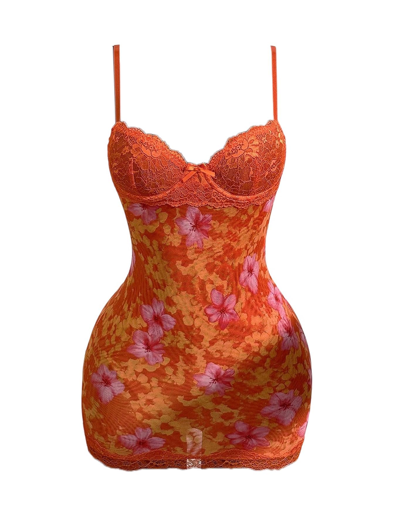 SOLY HUX Women's Club Outfits Summer Floral Mini Dress Lace Bodycon Dresses