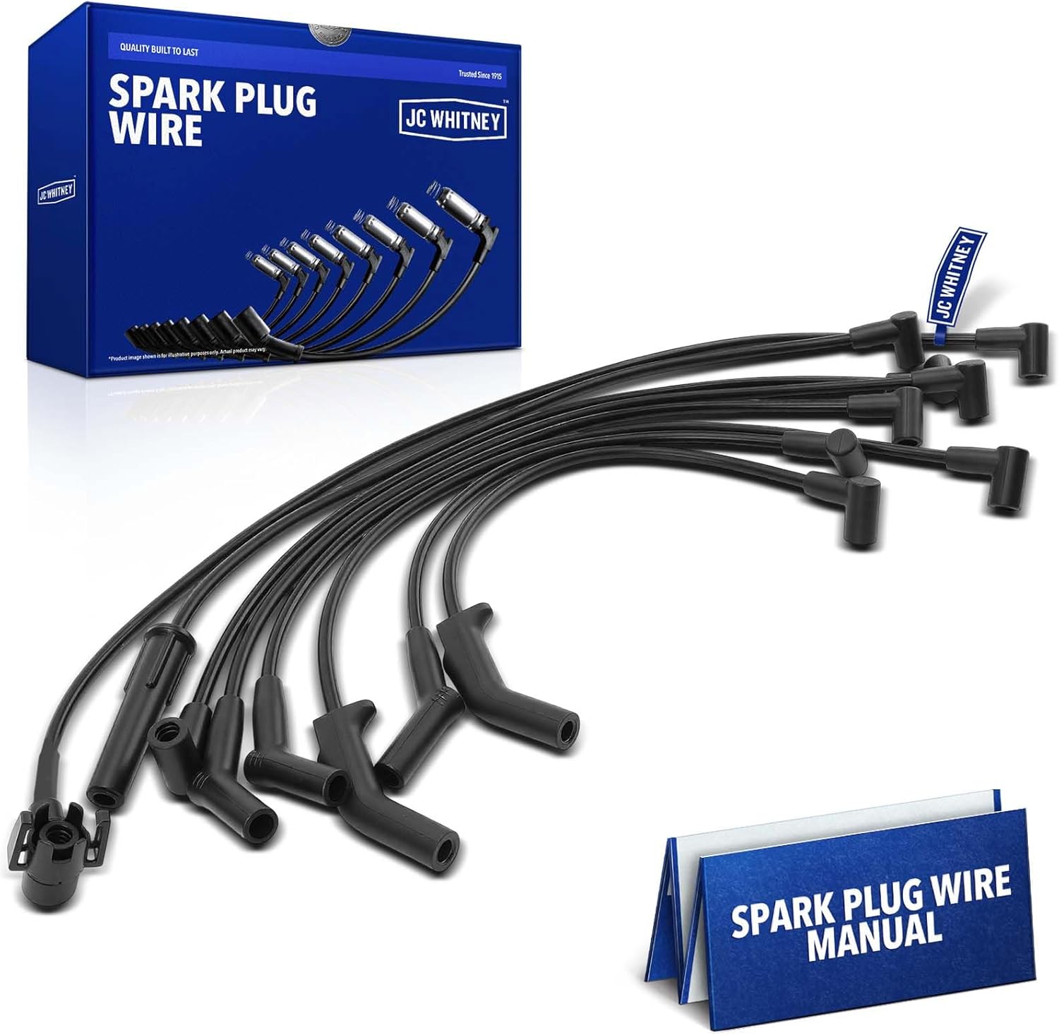 JC Whitney JFBAJCWSPW00189 Set of 8 Spark Plug Wires - Compatible with Ford Ranger 1983-1992, Bronco II 1984-1990 - 2.8L 2.9L Cyl.6