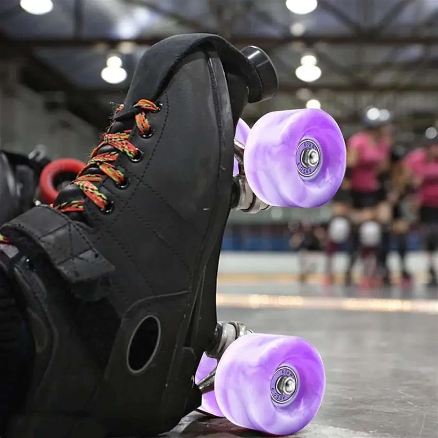 Roller Skate Wheels 4Pcs Roller Skates Wheel Freestyle Durable Tire Cozy and Solid Roller Skate Mixed-color and Wear-resistan Roller Skate Wheel(Black and white)