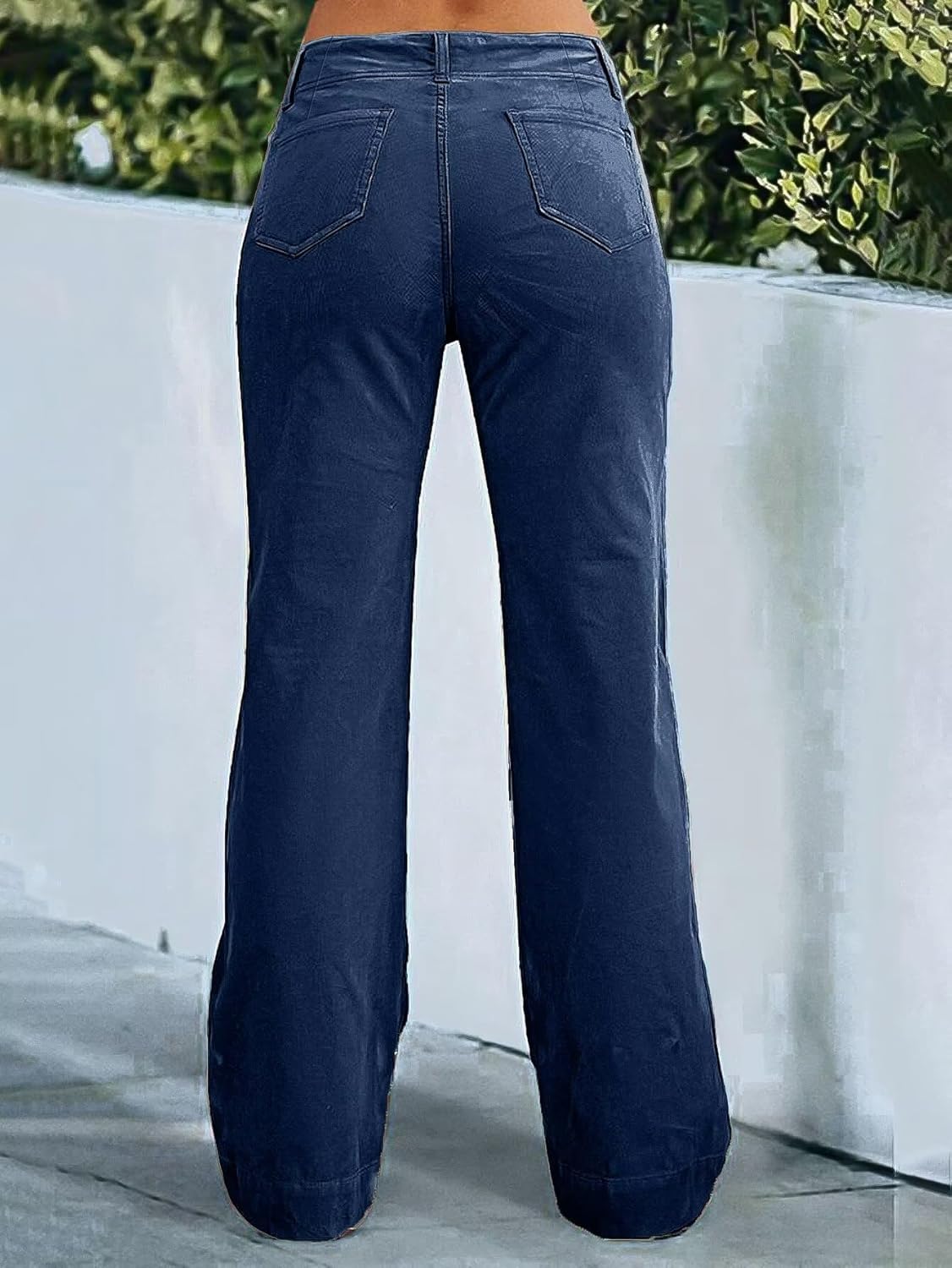 Flamingals Women’s Wide Leg Pants for Women Mid Waist Dress Flare Straight Leg Corduroy Pants Workout Jeans Trendy