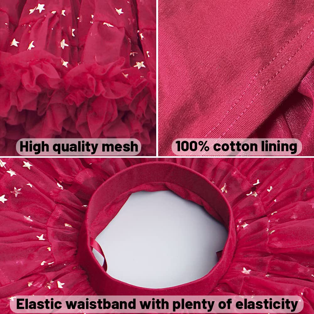 Falda Tul Niña Tutú Ballet Clásica Vestido Princesa Navidad con Cinturón Ancho Tutus de Colores con Estampado de Estrellas