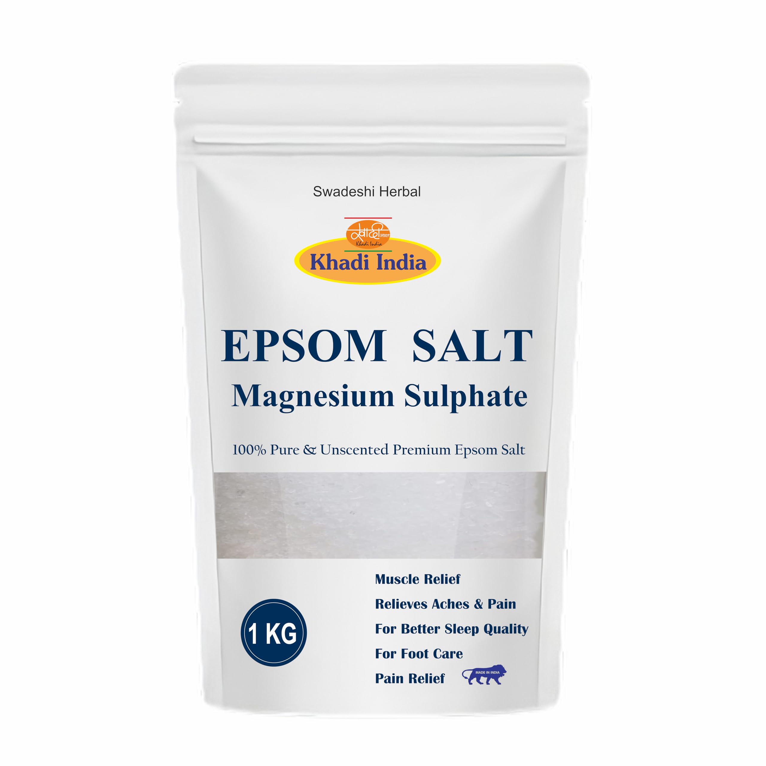 Khadi Natural Epsom Salt 1000g – Spa-Grade Magnesium Sulphate for Relaxation, Stress Relief, Skin Detox & Pain Relief – Ideal for Body Bath, Foot Soak, Muscle Recovery & Exfoliation-image-2
