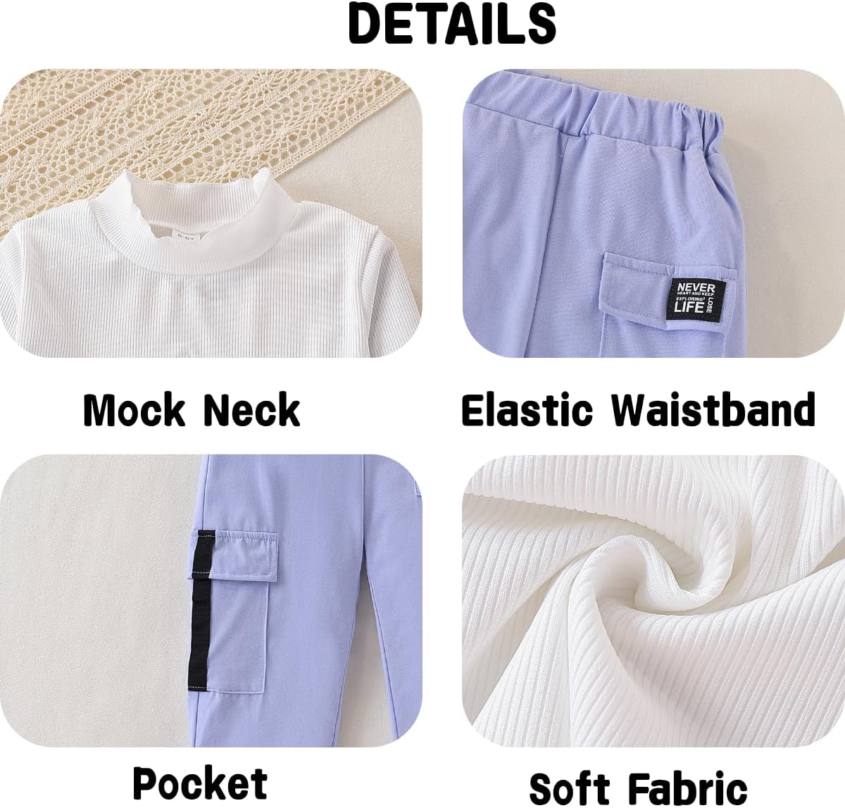 Girls Clothes 2 Piece Outfit Long Sleeve Crop Top + Cargo Pants, Tween Fall Clothing Set, Sizes 5-16 Years - Image 6