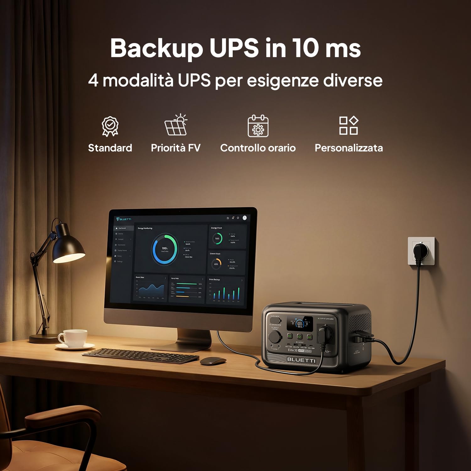 BLUETTI Stazione di Energia Portatile Elite 30 V2, Batteria LiFePO4 da 288Wh, Uscita CA da 600W (Picco 1500W), Ricarica Totale in 70 Minuti, Ideale per Campeggio, Viaggi, Interruzioni di Corrente