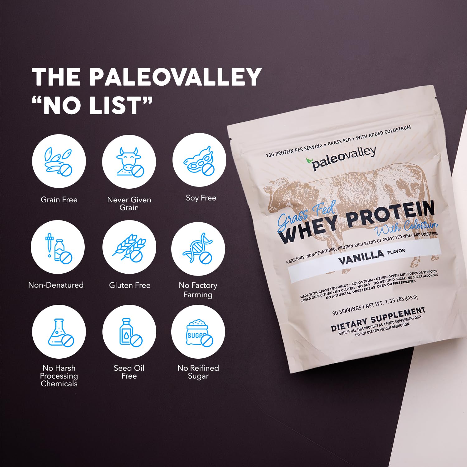 Paleovalley 100% Grass Fed Whey Protein Powder with Colostrum, Vanilla — Amazon image 6