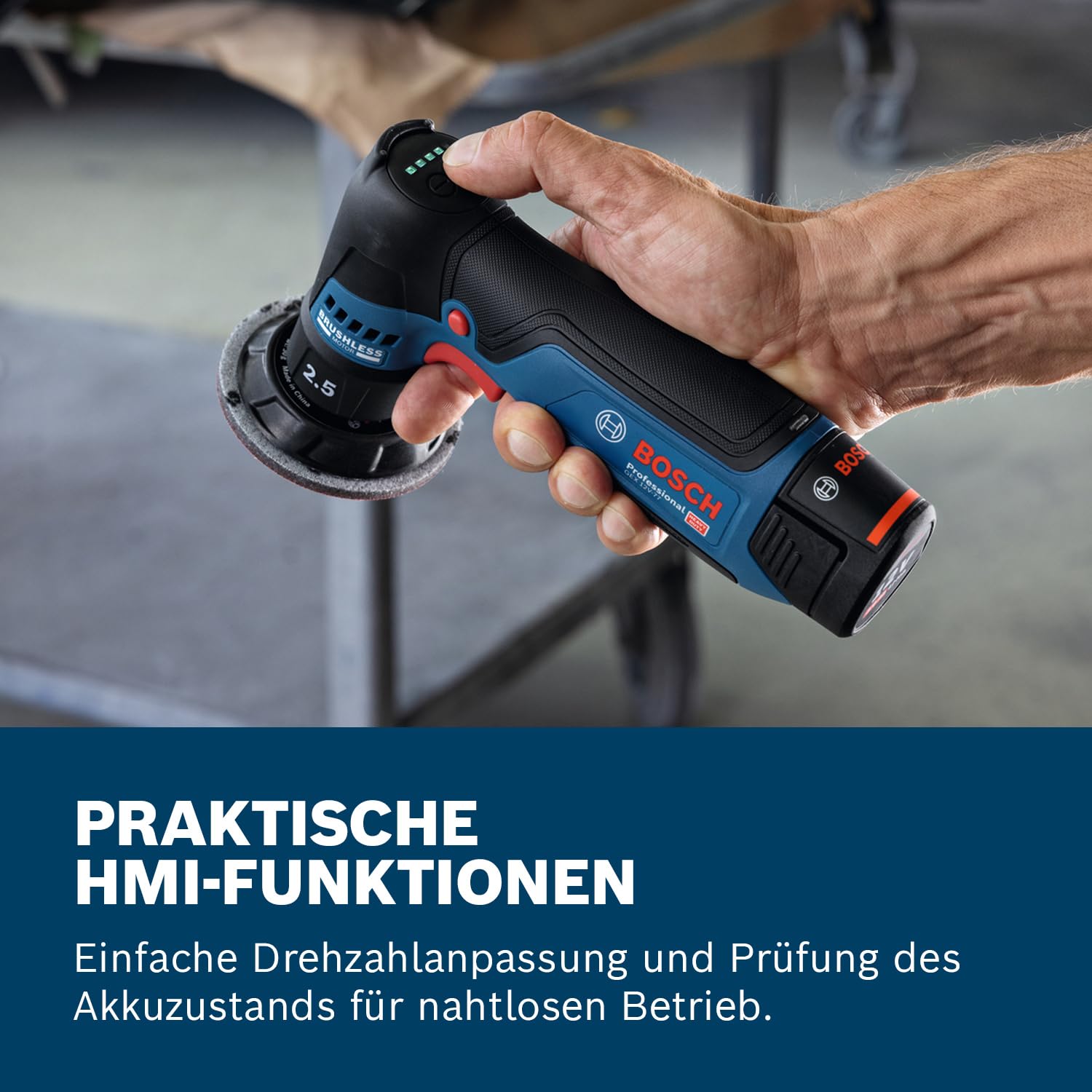 Bosch PRO 12V System Akku-Exzenterschleifer GEX 12V-32 (inkl. montiertem 77 mm Klett-Schleifteller, Schlüssel)