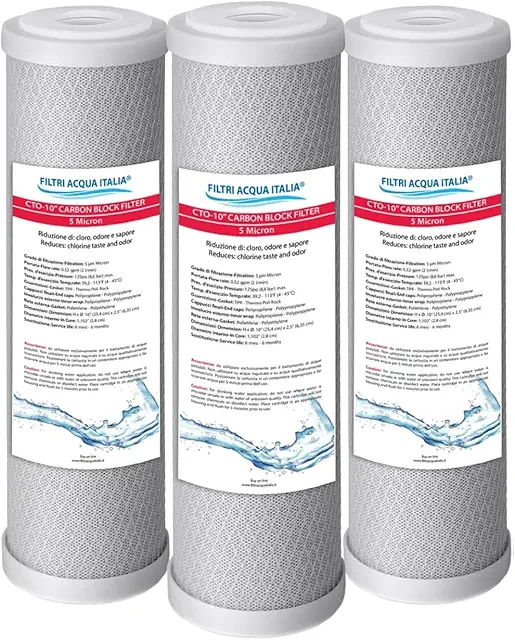 Cartuccia Carbon Block 5 Micron 10 Pollici CTO Set 3Pz - Filtro Acqua Domestico