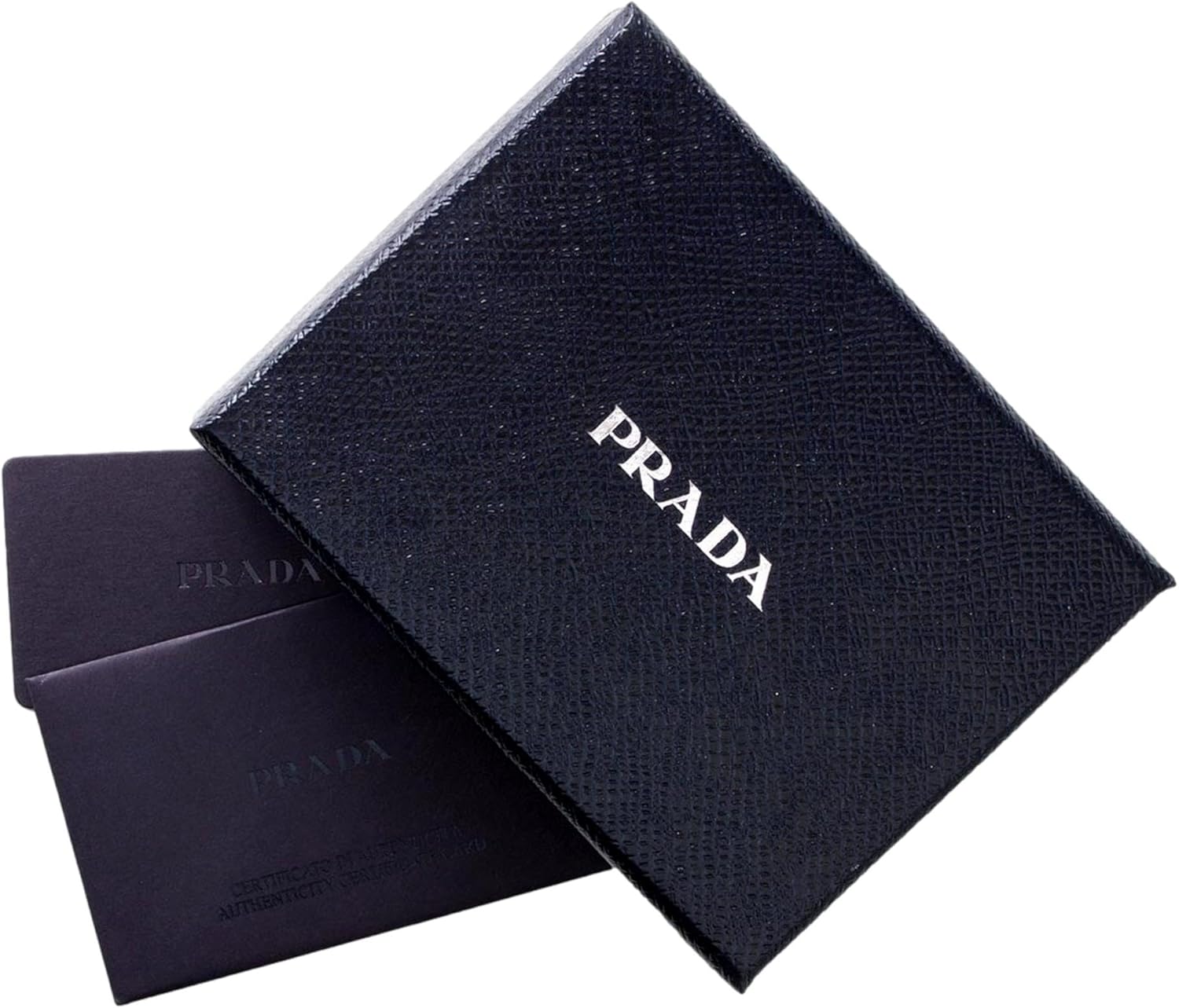 Prada Marmo Marble Grey Vitello Daino Leather Bifold Wallet Silver Triangle Logo 8-Card Slot Billfold Made in Italy New