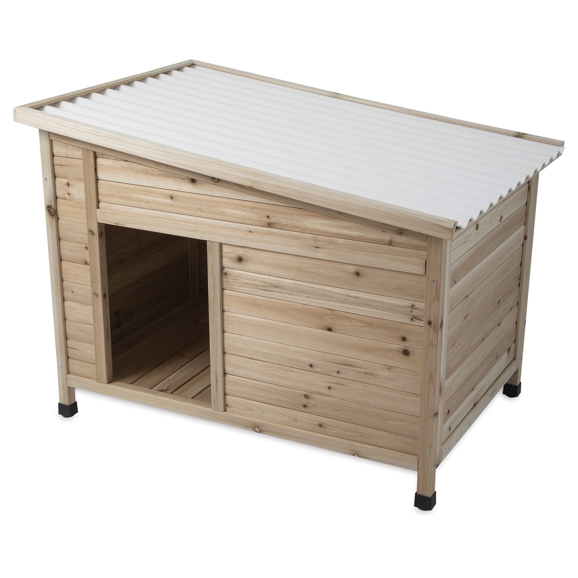 Petmate DIY Heavy Duty Wood Dog House is Ready to Paint for Pets up to 90 Pounds; Plastic Roof and S