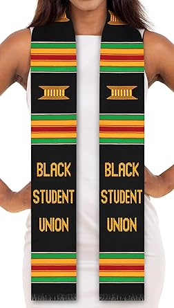 ADVANSYNC Black Student Union Authentic Handwoven Kente Cloth Graduation Stole