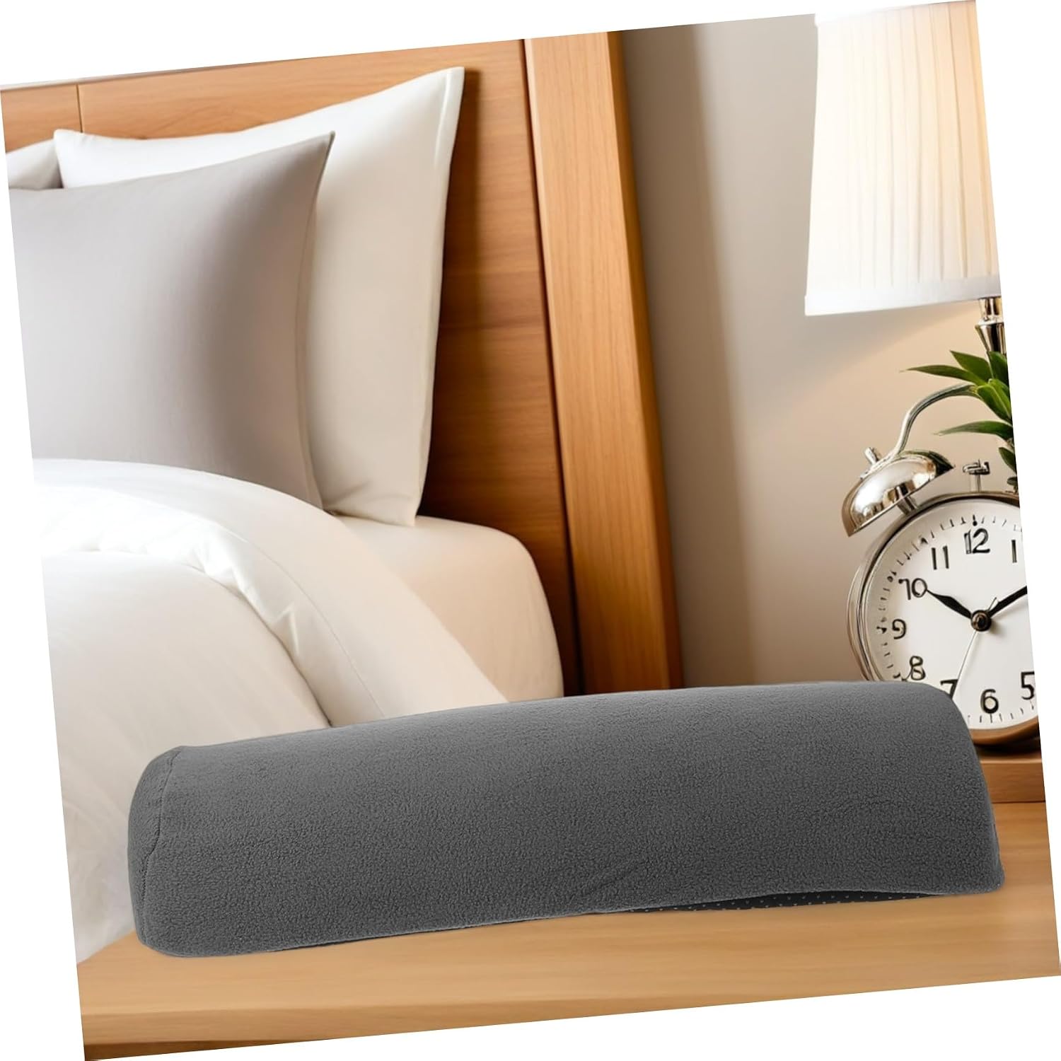 Recliner Leg Pillow Half-Round 21.3x10x3.5 High Resilience Memory Foam Leg Rest Cushion with Sherpa Cover Grey for Sofa Lounger Foot Support Under Knee Sleeping