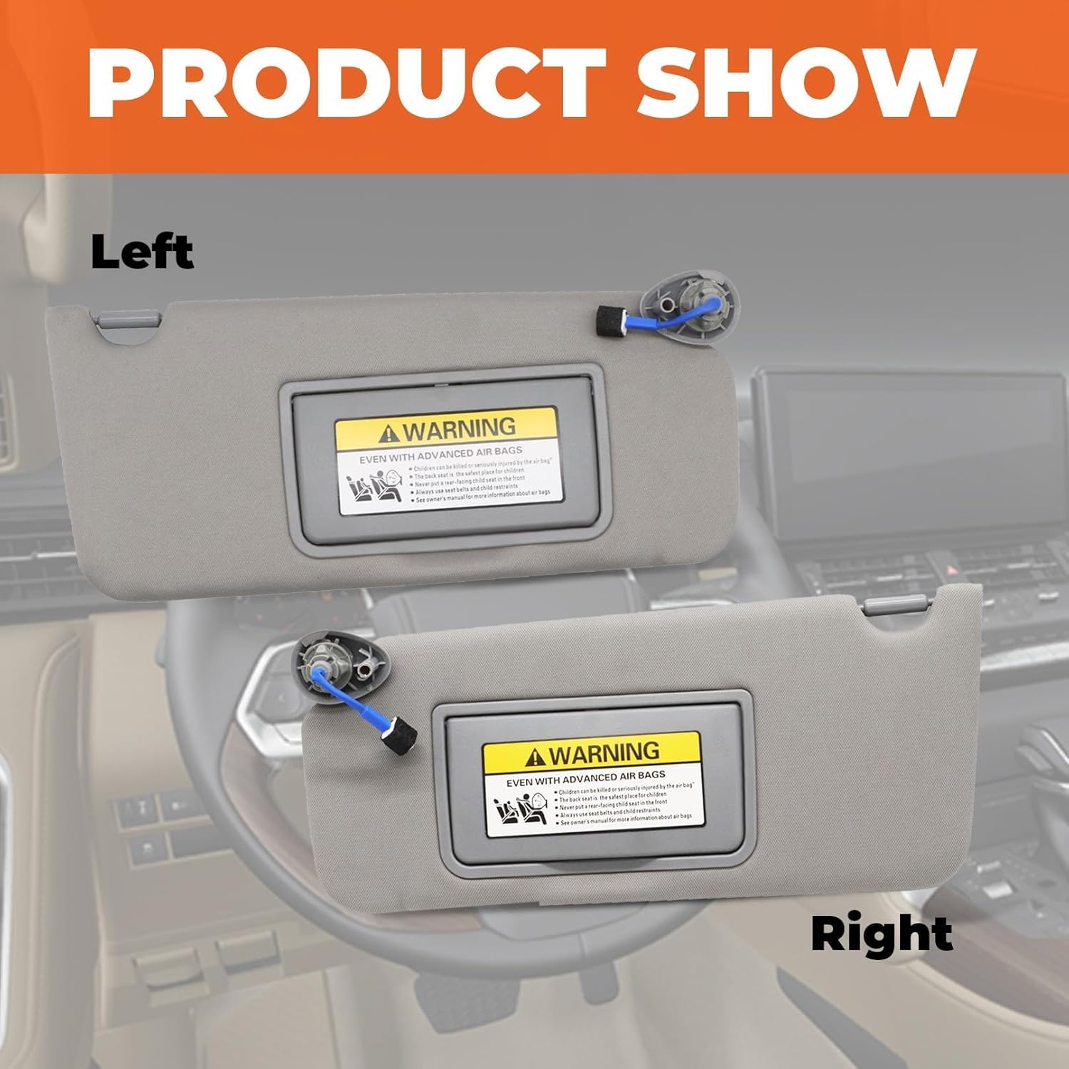 Pair Grey Sun Visor Driver Passenger Compatible with Accord 2008 2009 2010 2011 2012 2013 2014 2015 2016 2017 Left Right Side 83280-TA0-A91ZB 83280-TA5-A51ZA