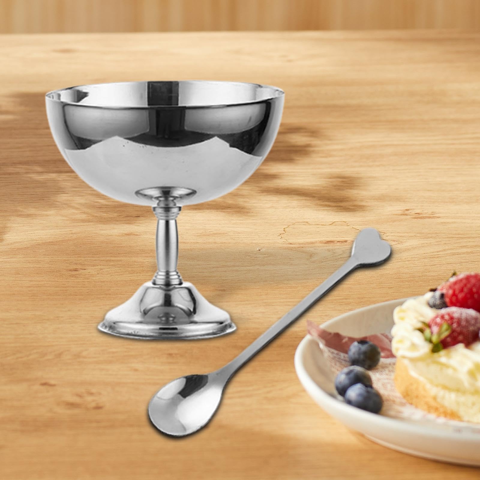 YWJLQH Stainless Steel Ice Cream Cup Dessert Serving Cup High Base, Serving Bowl Snack Candy Footed Trifle Bowl for Home Party, 300ml