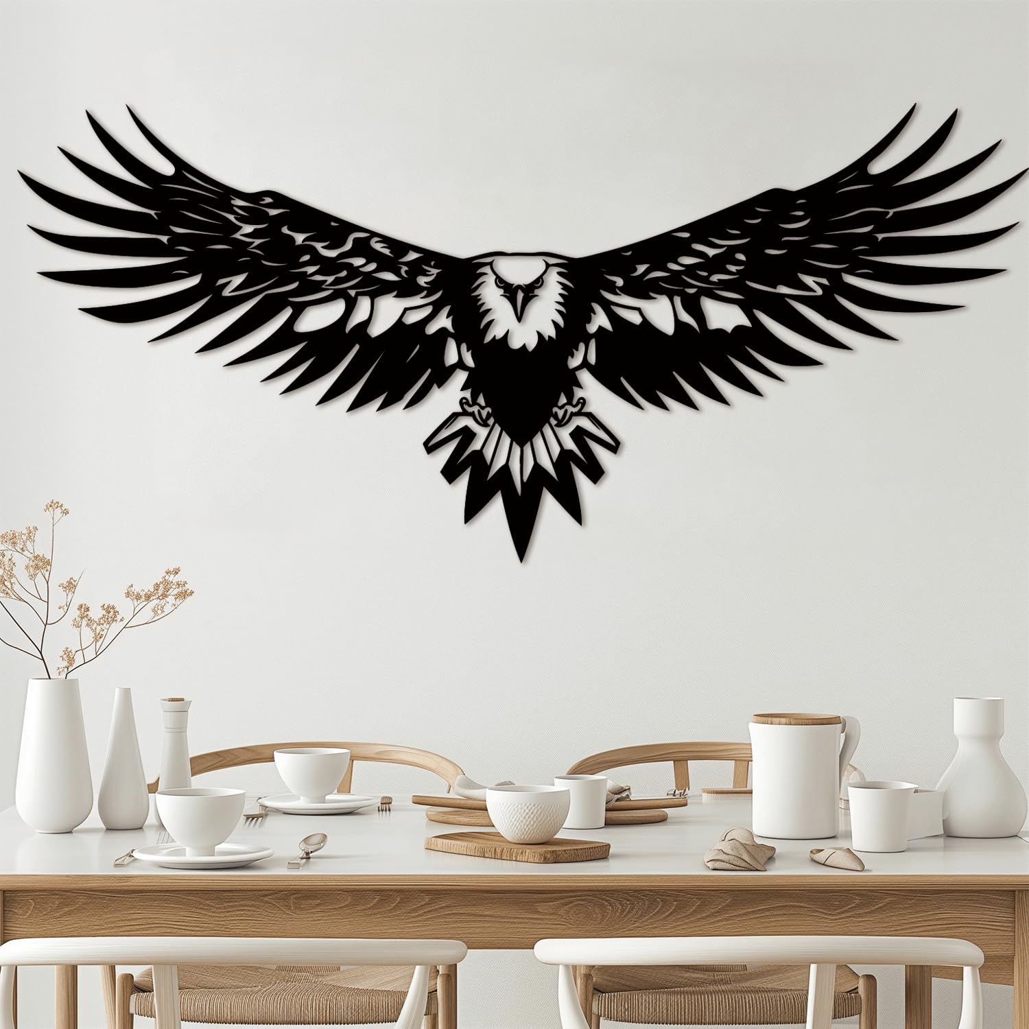 XXQ Metal Eagle Wall Decor - Rustic Bald Eagle Wall Art for Indoor Outdoor Home Garden (Black, 41" x 20" / 105 x 50 cm)