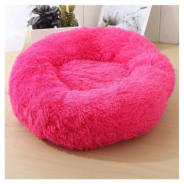 YAOTT Cama de Felpa para Perros y Gatos Cama Calmante Mascota Redonda Suave Sofa para Cachorros Cojín Lavable…